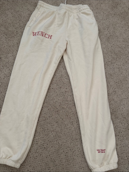 Pants - The Toast Podcast Cream Wench Embroidered Sweatpants
